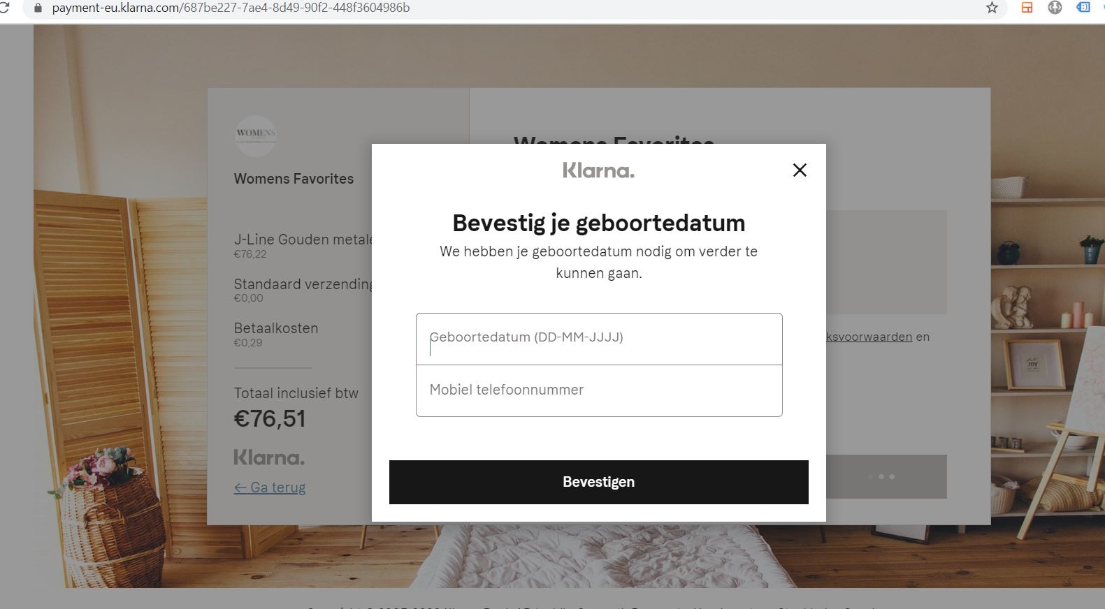bevestig klarna