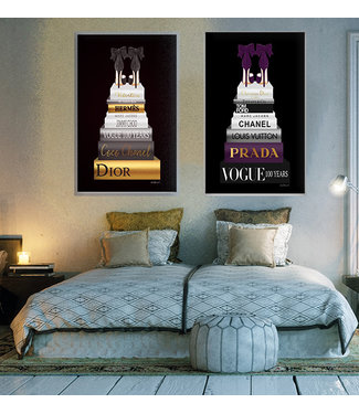 Glas schilderij  Vogue Mode boeken100 jaar Plexiglas en Goudfolie - Prachtig & Stijlvol Glas Schilderij - Geschikt Vrouwen/Meiden/Mannen - Meidenkamer - Vriendin/Tante/Kleindochter of Dochter Cadeau - Afstudeer Cadeau of voor Tiener Meisjes 12,14 jaar 