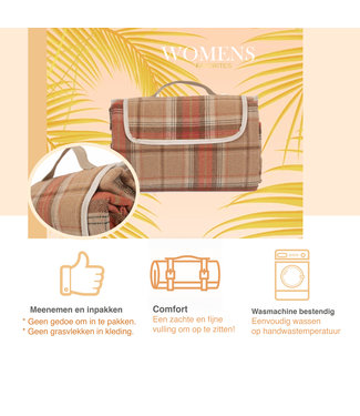 Picknickkleed Waterdicht Zacht Oranje  - Biologisch Materiaal - Stijlvol Picknick Kleed - XXL - 4 Personen - Buitenkleed - 42 x 117 cm