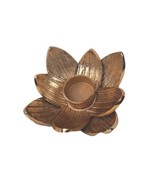 Waxinelichthouder Goud Metaal Blad -  Ginkgo- Bloem - Leuk voor Waxinelichtjes  -17x15x3,5cm